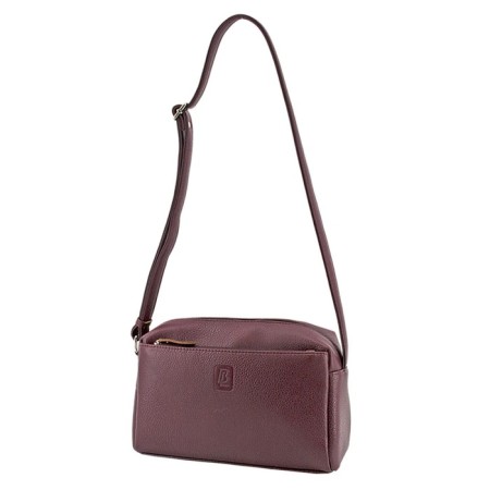 Cross-Bodi bag with zipper, burgundy color