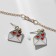 Headset 2 items: earrings, pendant "heart" message, red-white color in gold, 42 cm