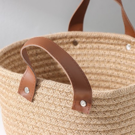 Basket for storage of manual work "Aiko", 21.5 × 21.5 × 16.5 cm, with handles, beige color-2