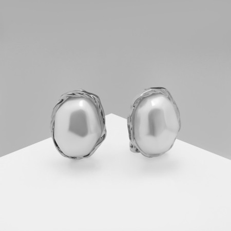 Clips with pearls "abstraction" blues, color silver