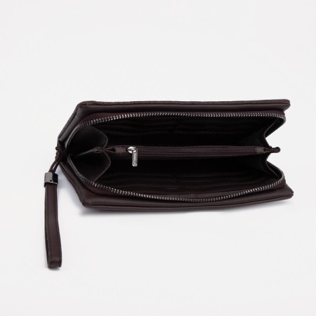 Male purse with lightning, department for bills, for cards, for coins, brown color-2