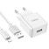 Network charger HOCO C106A, 1 USB, 2.1 A, Lightning cable - USB, 1 m, white