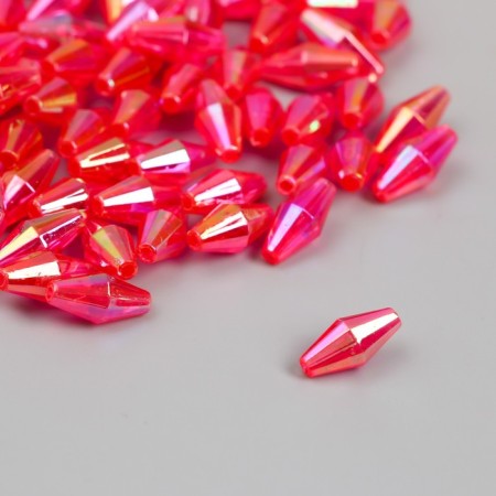Beads for creativity Plastic "Rhombus Crystal Hologography Fuchsia" set 20 grams 0.6x0.6x1.2 cm