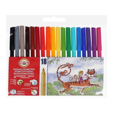 Trihedral felt -tip pens 18 flowers "animals" euro -handle-1