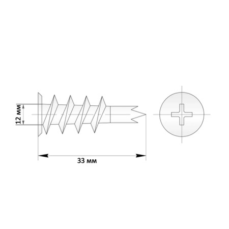 Dowel "bison" Driva, for drywall, with a drill, with a self -tapping screw, metal, 3 pcs-5