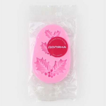 Silicone Mold Dolyana "Berries and Leaflets", 8.5 × 5.5 cm, pink color-5