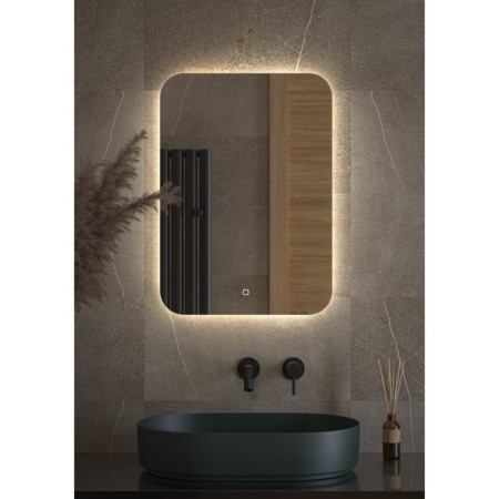 Mirror with Defesto LED backing 21 W, 50x70 cm, sensory switch, neutral white light-2