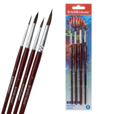 A set of brushes, synthetics, 4 pieces, erichkrause for watercolors and guashi, blister