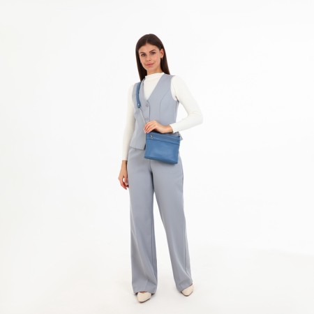 Bag Cross-Bodi with a zipper, blue color-7