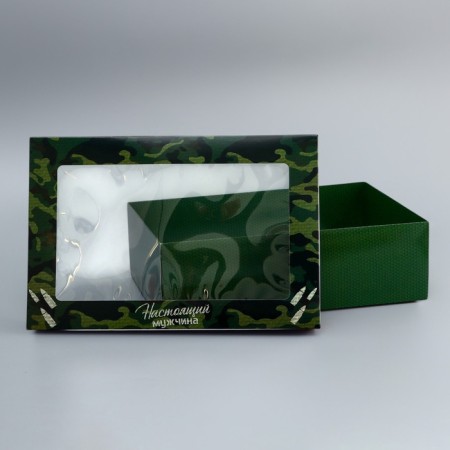 The box is folding, the cover is, "February 23", 30 x 20 x 9 cm with a window-4