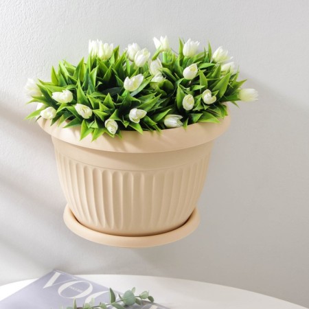 Pot with the pallet wall -mounted "Libya", 4.6 l, color white clay
