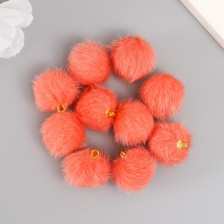 Decor for creativity Artificial fur "ball" Orange set 10 pcs, d = 2 cm-2