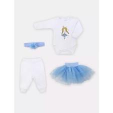 A set for a girl with a tulle skirt of a toptress, 4 objects, height 68 cm, blue color