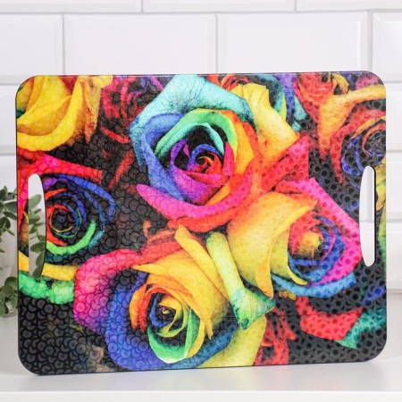 Cutting board-stalk "Rainbow roses" 36x28 cm-1