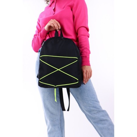 School backpack textile with lacing, black color-9