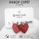 Set 3 pairs of earrings love hearts, white-red color in silver