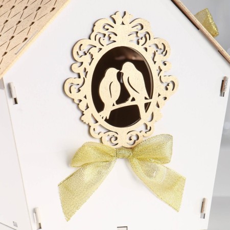 Family Bank "House with Birds", 22.5x21x23.5 cm, gold-2