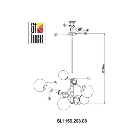 Suspension lamp ST LUCE. SL1150.203.08. Liora. 8x40 watts, E27, 65x65 cm, matte gold color-18