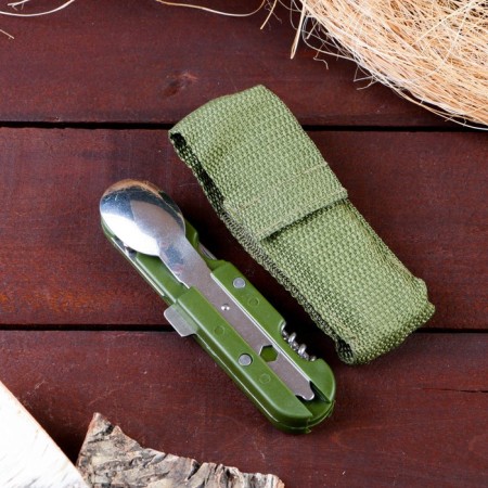 A set of tourist "Forester" 5V1 in a case: corkscrew, opener, knife, spoon, fork-2