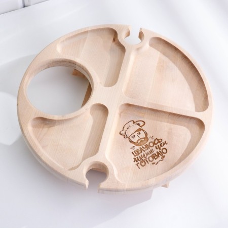 Table - a tray with a menage and folding legs "I kiss better than I cook" d = 30x2 cm,-4