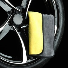 A rag for a car cartage, microfiber, 800 g/m², 30 × 40 cm, yellow-gray