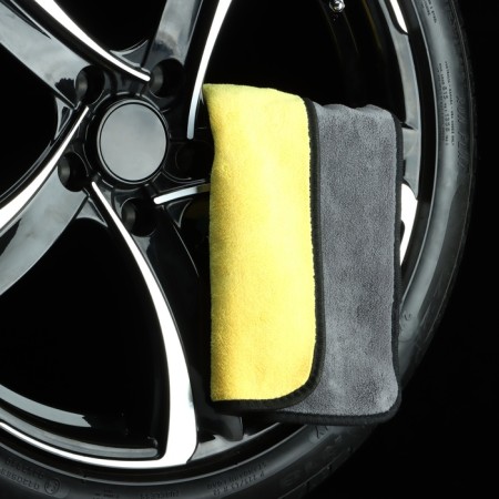 A rag for a car cartage, microfiber, 800 g/m², 30 × 40 cm, yellow-gray