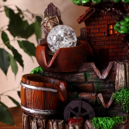 Fountain "Quiet place, house in the forest" 16x19x26 cm (with backlight)-1