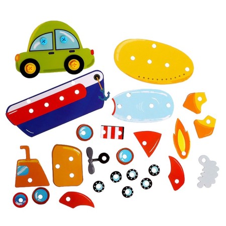 Designer "Funny transport", 50 parts, 4 cards-1