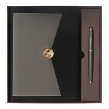 Organizer on the rings A5, 80 sheets, leatherette, with a valve, a line, with a handle, in a gift box, black and gray
