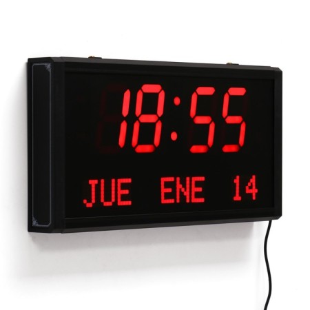 Electronic wall clock "Solomon", with an alarm clock, 38 x 19 x 5 cm, red numbers-2