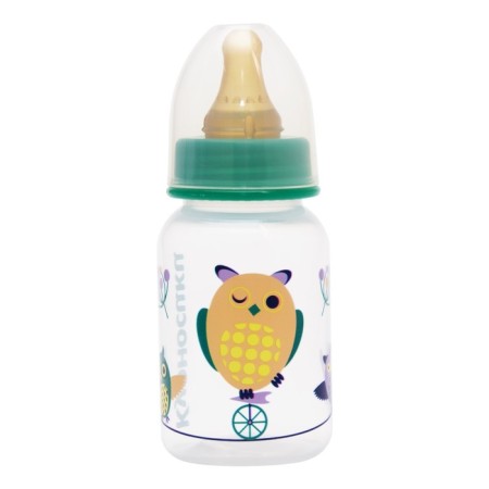 A bottle for feeding with a latex nipple, 125 ml, from 0 months., Mix color-5