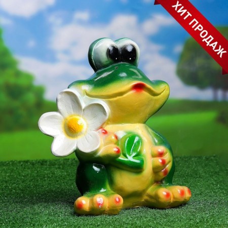 Garden figure "Frog with chamomile", 18x25x28cm, mix-2