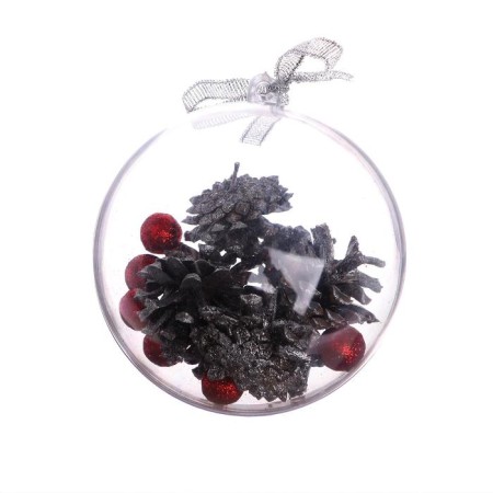 Christmas tree toy "in a ball" silver with red-1