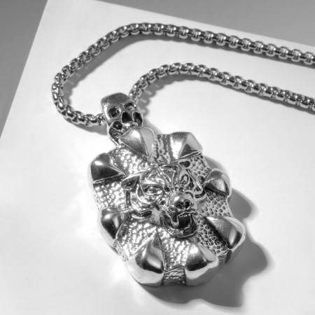 Pendant male "tiger" in Oschal, silver color, 70 cm-1
