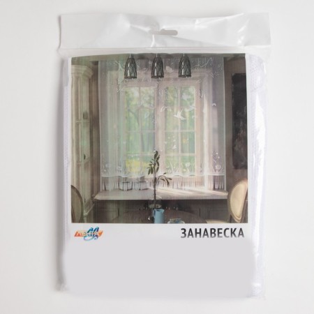 Tulle to the kitchen without curtain tape, 170x150 cm, white color, 100% polyester-5