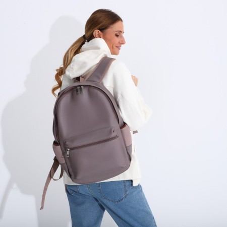 Women's backpack of artificial leather on the zipper Textura, color gray color-2