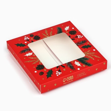 Box for chocolate “Happy New Happiness”, with a window, 10.2 x 1.4 x 10.2 cm, New Year