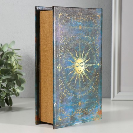 Safe-book wood, leatherette "Sun" volumetric embossing 21x13x5 cm-4
