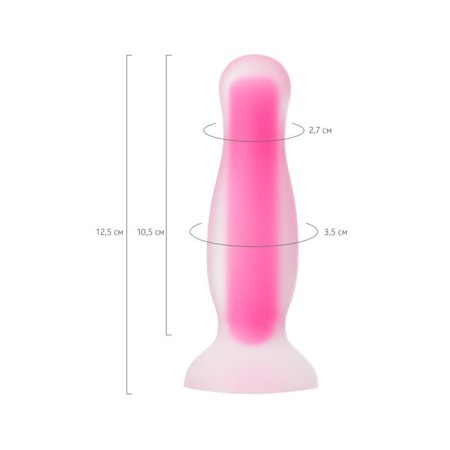 Anal plug glowing in the darkness of John Glow, waterproof, silicone, transparent, 12.5 cm-5