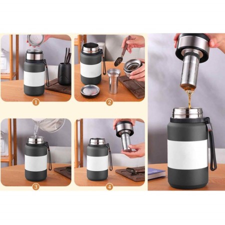 Thermos 1 l, retains heat 12 hours, with a strainer and a tea compartment-1