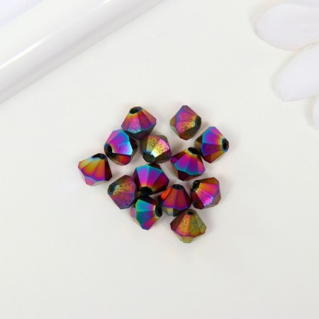 Busy glass, 8 mm, 13 pcs. rainbow