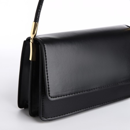 Women's bag on a valve, 24x13x8 cm, black color-2