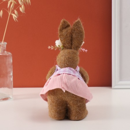 Decor "Zayushka in a pink dress with a basket with testicles" 14x22x10 cm-2
