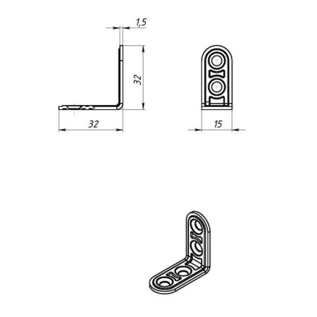 MK-1 bracket, 32 x 32 mm, zinc coating-1