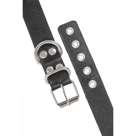 Pecado BDSM bracelets, from one strap with eyelets, genuine leather, black-4