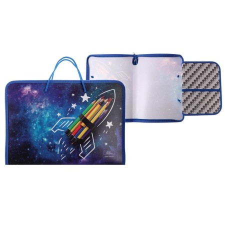 A4 labor folder with handles, 325 x 230 x 25 mm, zipper around, folding bar, plastic, PTR-6 calligrata "rocket"-1