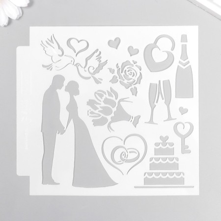 Plastic stencil "Wedding" 13x13 cm-3