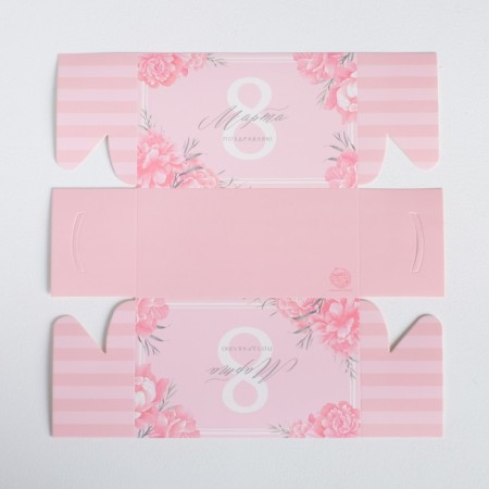 Capcake box, confectionery packaging, 2 cells “Congratulations on March 8”, 16 x 8 x 10 cm-3