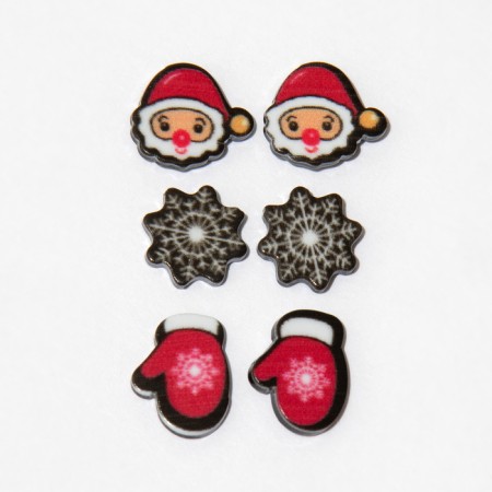 Pusets 3 pairs "Snowflake" Santa Claus, mittens, colored-6