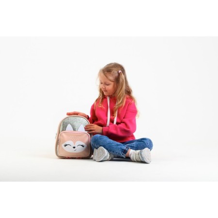 Baby backpack for a girl with a fox pocket, artificial leather, 27x23 x 10 cm-7